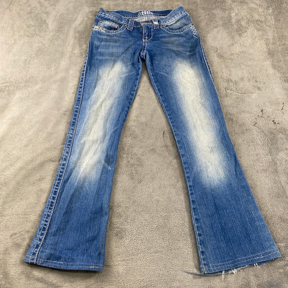 Cruel Jeans Womens 0XL Blue Marla Low Rise Flare Western Embroidered Boho Y2K